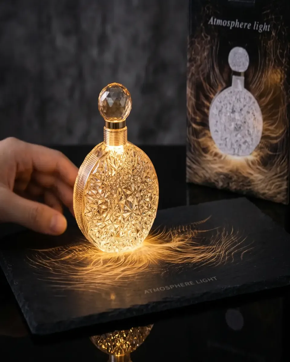 Lampe d'Ambiance Cristal LED Sans Fil - Projecteur d'Effets Lumineux