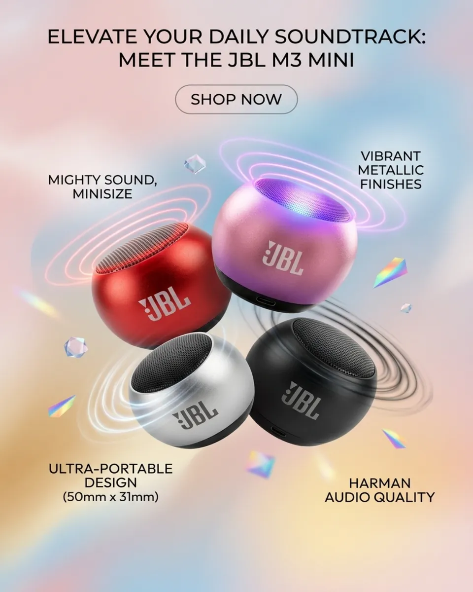🔊 Mini Enceinte Bluetooth JBL M3 – Lecteur Carte Mémoire TF, Son Puissant & Format Compact