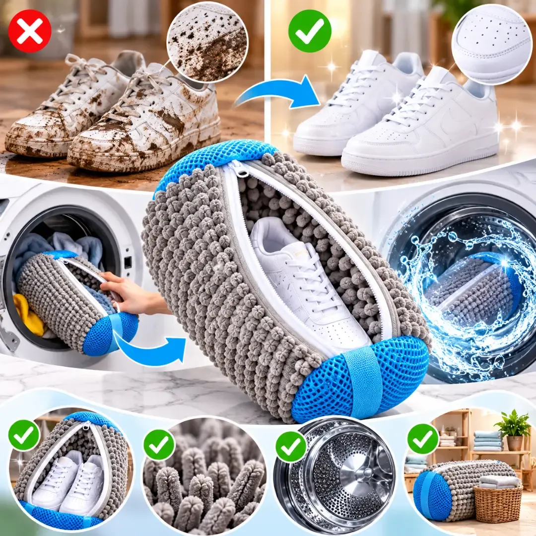 👟 Sac de Lavage pour Chaussures en Machine – Protection Anti-Salissures avec Fermeture Zippée 🧼✨